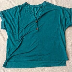 blue button tee shirt, shein, medium